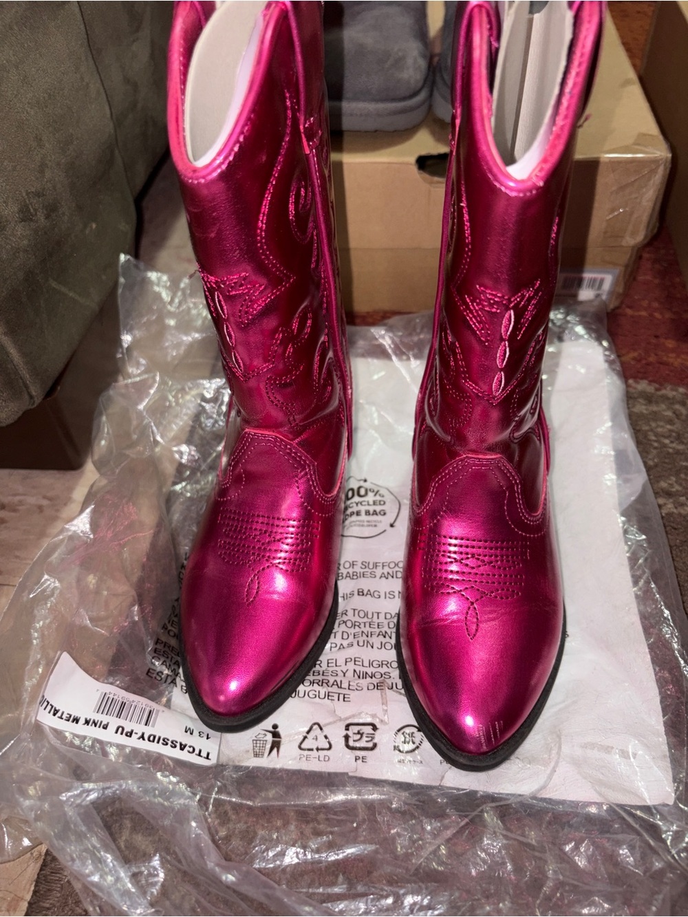 Metallic Pink Little Girls Western Boots